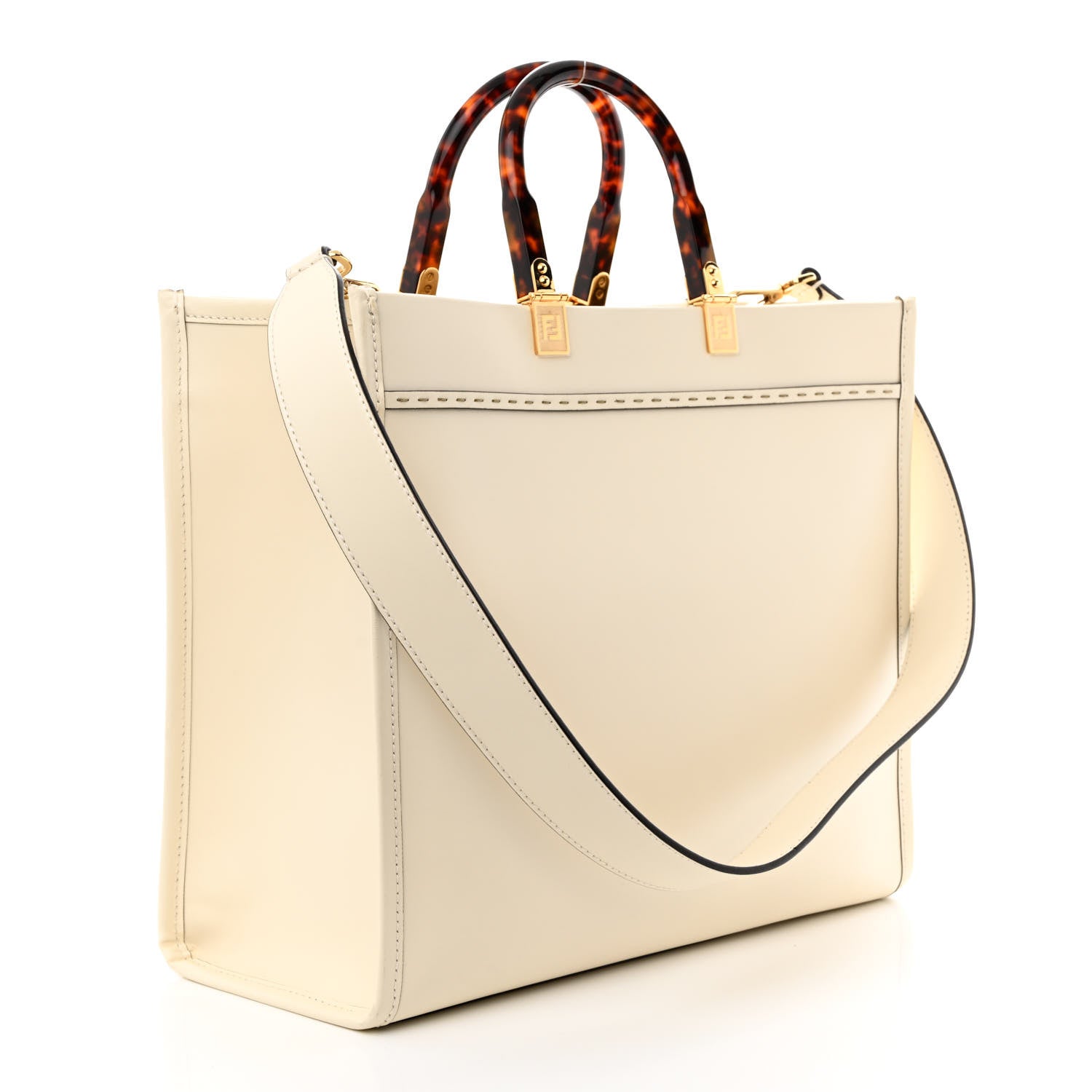 Fendi Vitello King Plexiglass Medium Fendi Sunshine Shopper Tote White Ice 3 of 11