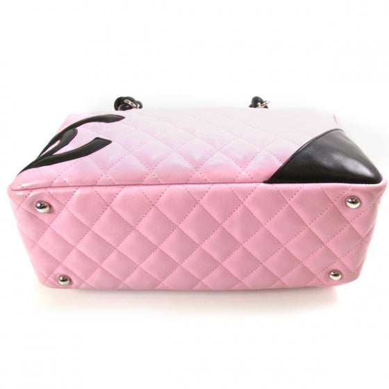 Chanel Calfskin Quilted Large Cambon Bowler Pink Black 4 of 12