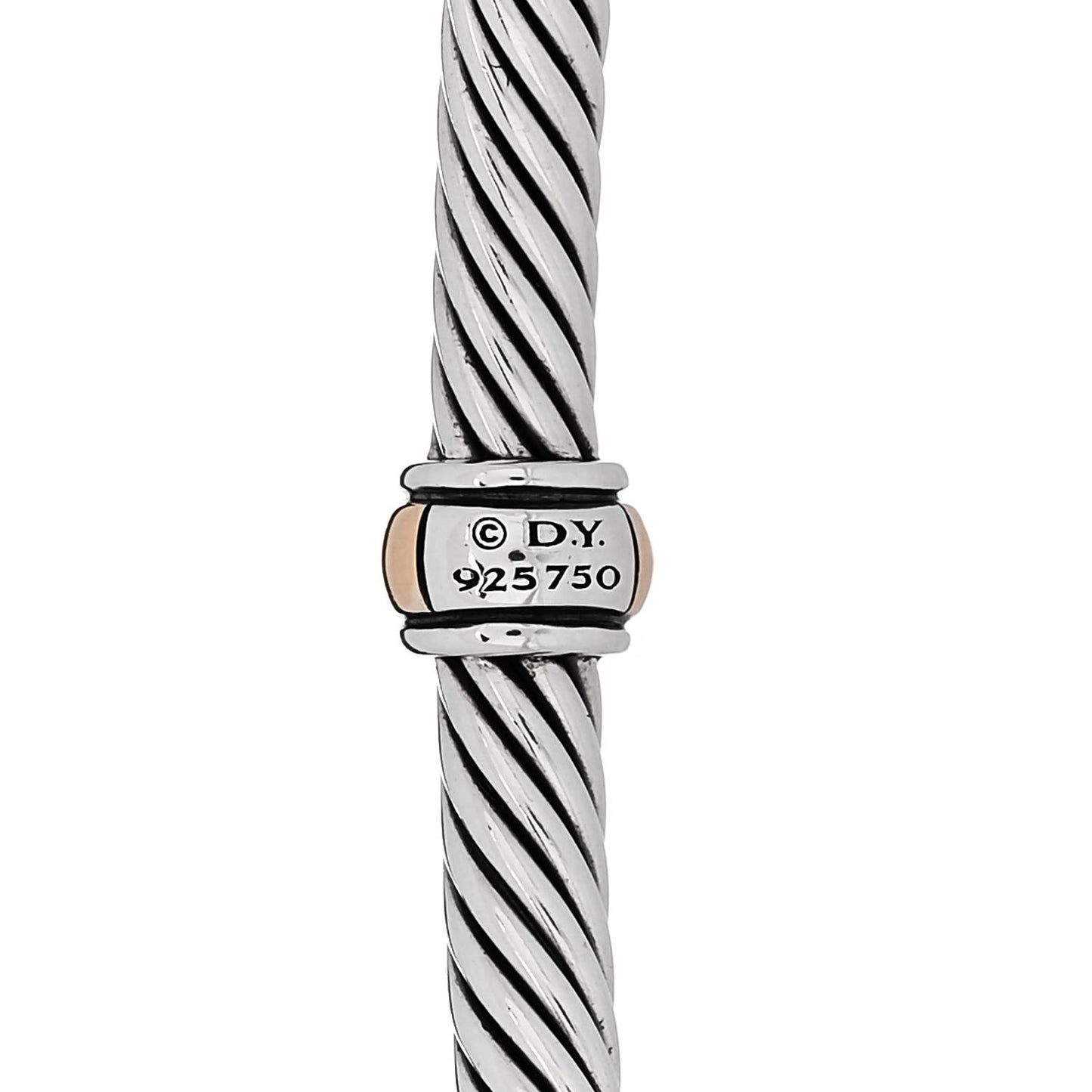 Sterling Silver 18K Yellow Gold 4mm Station Cable Bracelet