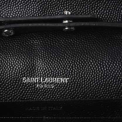 Saint Laurent Grain De Poudre Matelasse Chevron Monogram Chain Wallet Black 6 of 12