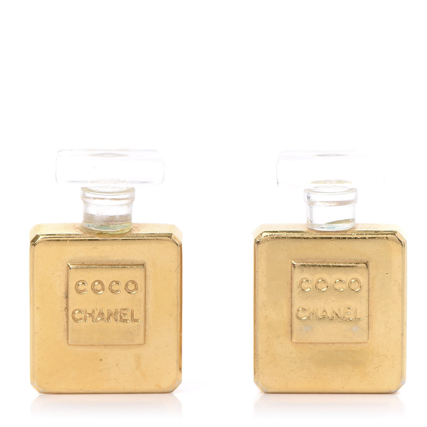 Chanel Coco Perfume Bottle Clip on Earrings Gold 1 of 4