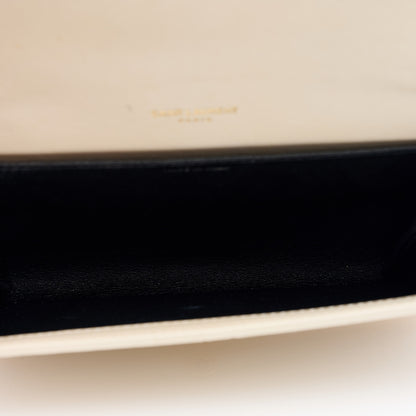 Saint Laurent Calfskin Crocodile Embossed Monogram Uptown Chain Wallet Crema Soft 5 of 10