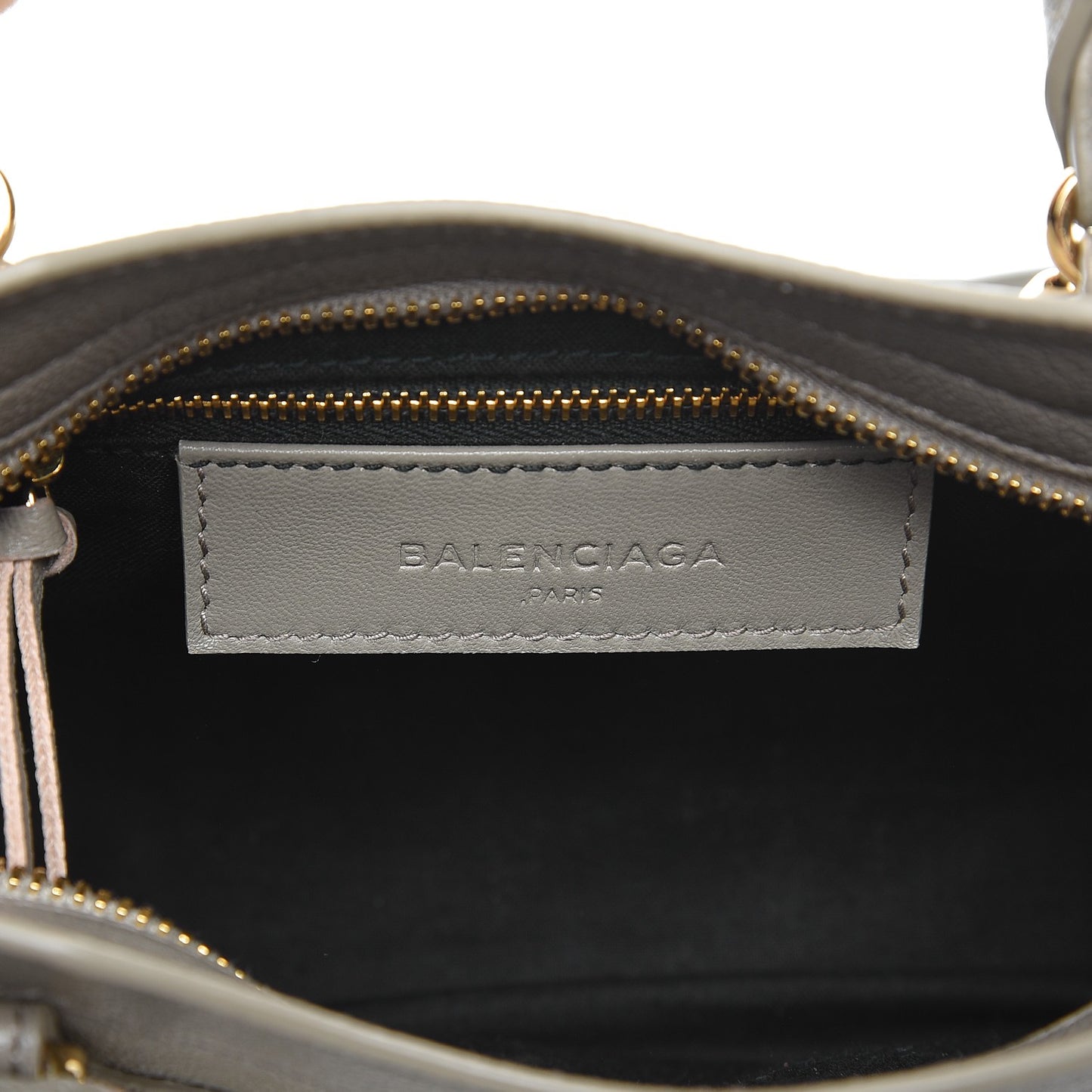 Chevre Gold Metallic Edge Hardware Mini City Gris Taupe