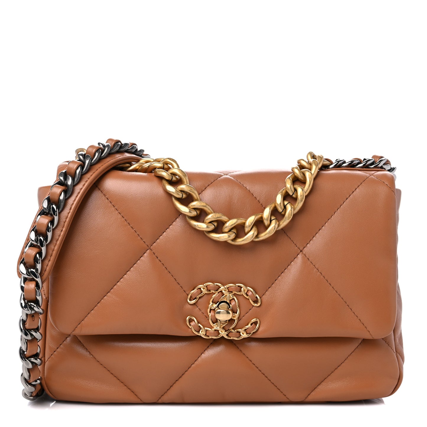 Lambskin Quilted Medium Chanel 19 Flap Brown