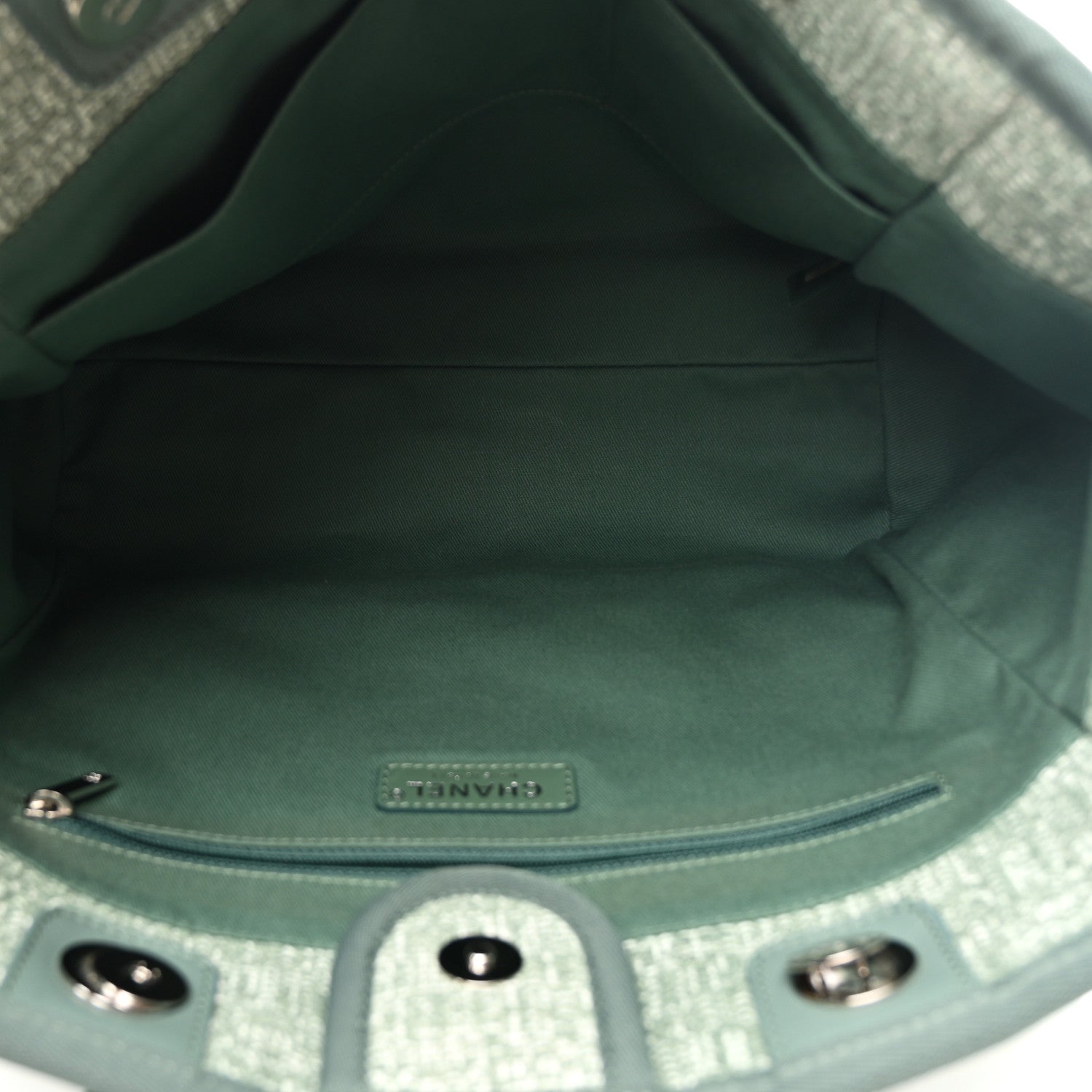 Chanel Canvas Small Deauville Tote Green 5 of 10