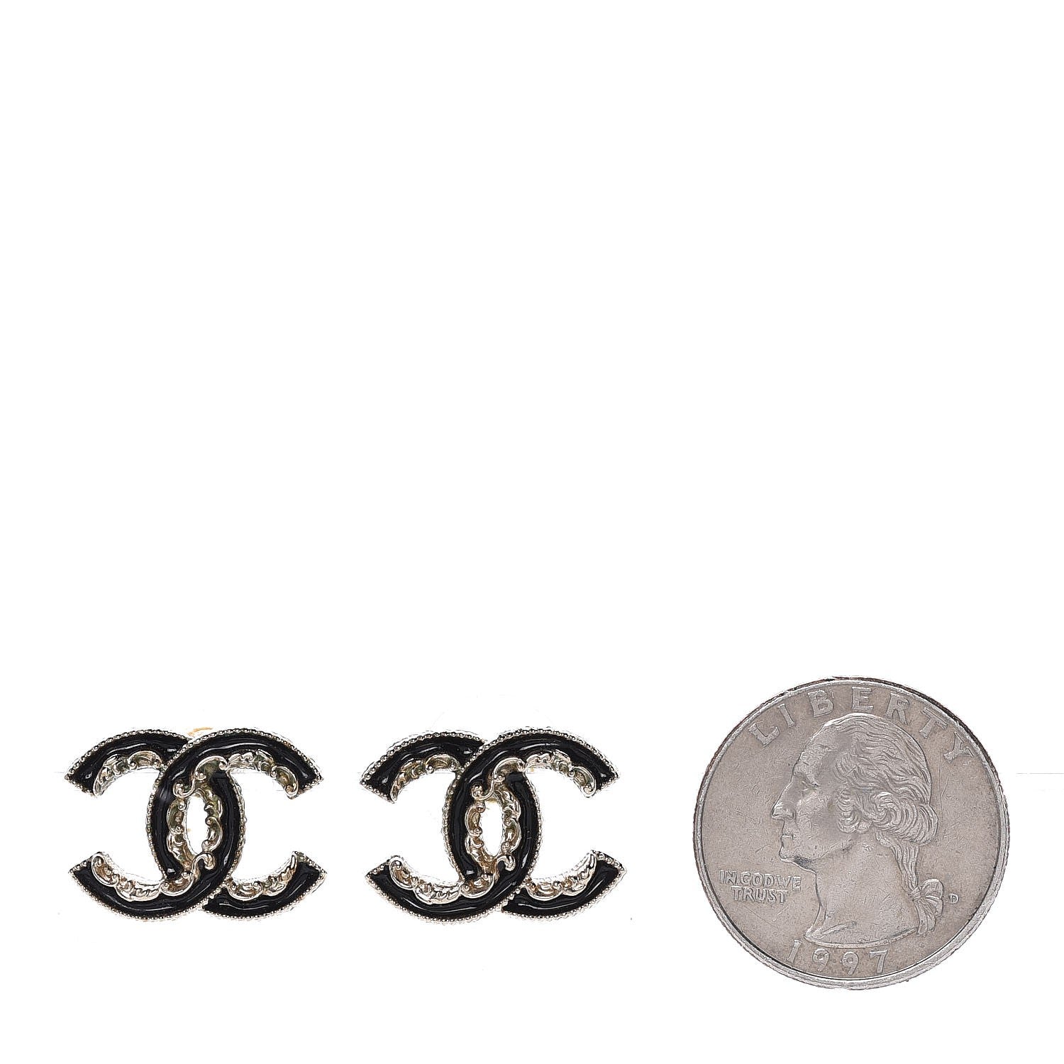 Chanel Enamel CC Baroque Earrings Black Gold 2 of 4