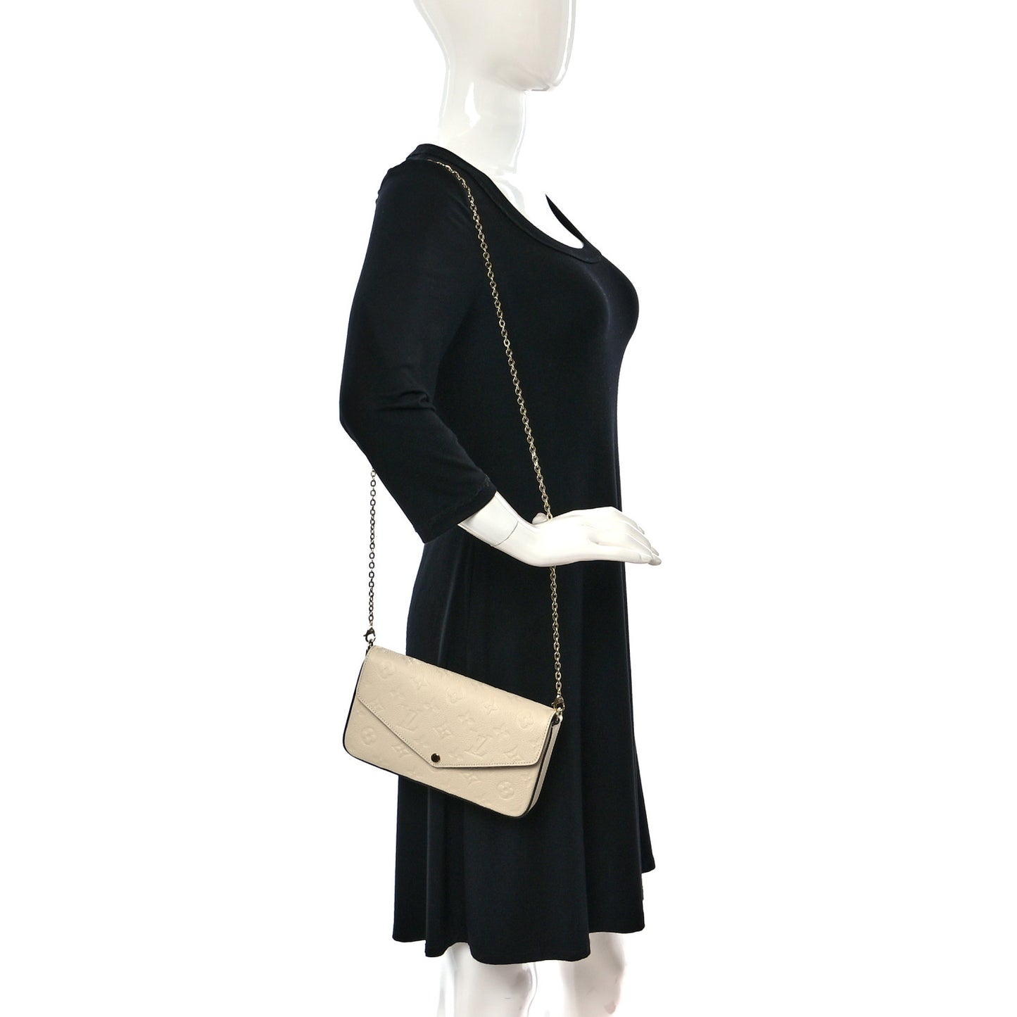 Empreinte Pochette Felicie Chain Wallet Cream