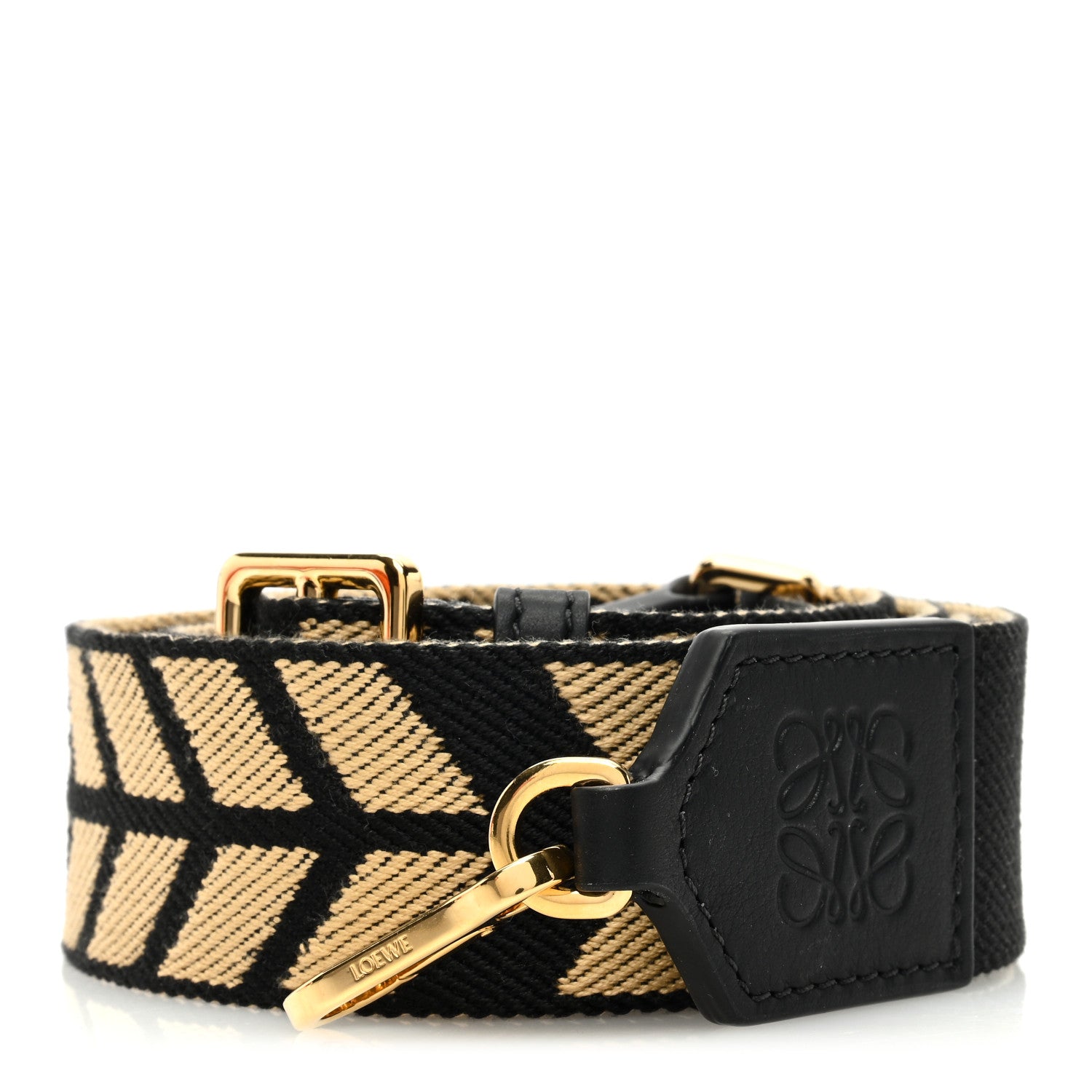 Loewe Calfskin Jacquard Paulas Ibiza Arrow Webbing Strap Natural Black 1 of 4