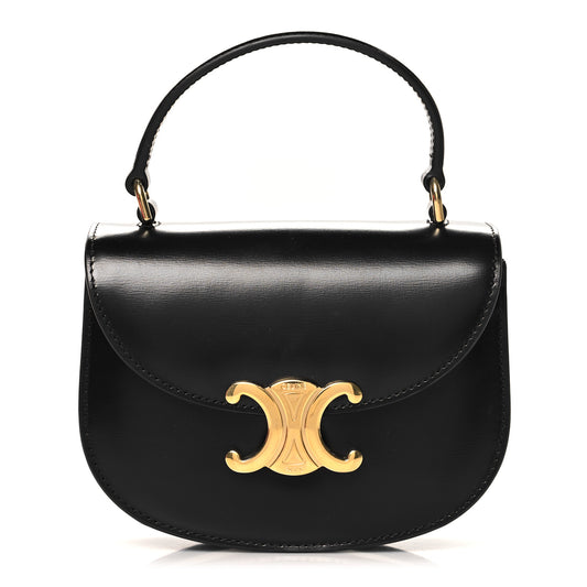 Shiny Calfskin Triomphe Mini Besace Clea Black