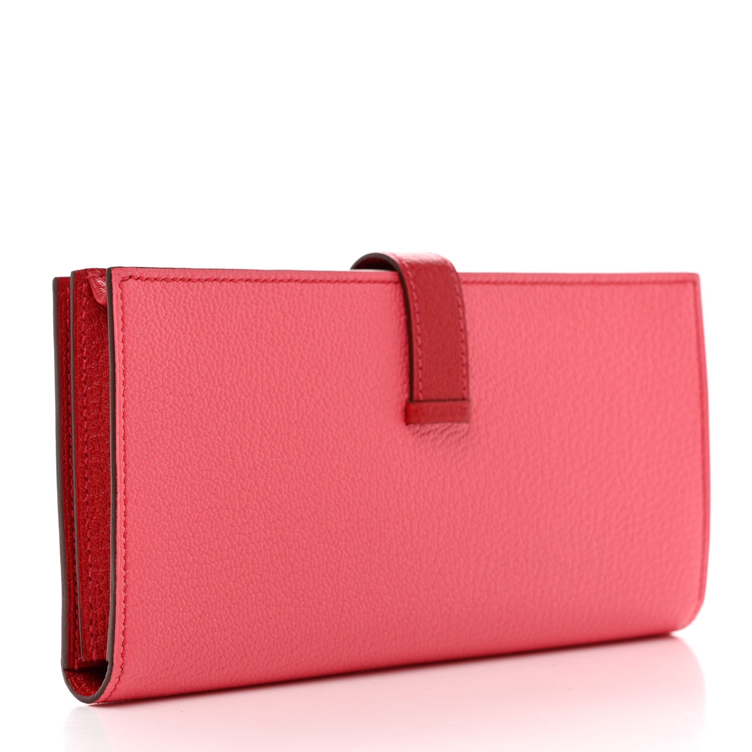 Hermes Chèvre Mysore Bi-Color Bearn Gusset Wallet Rose Lipstick Rouge Casaque 3 of 8