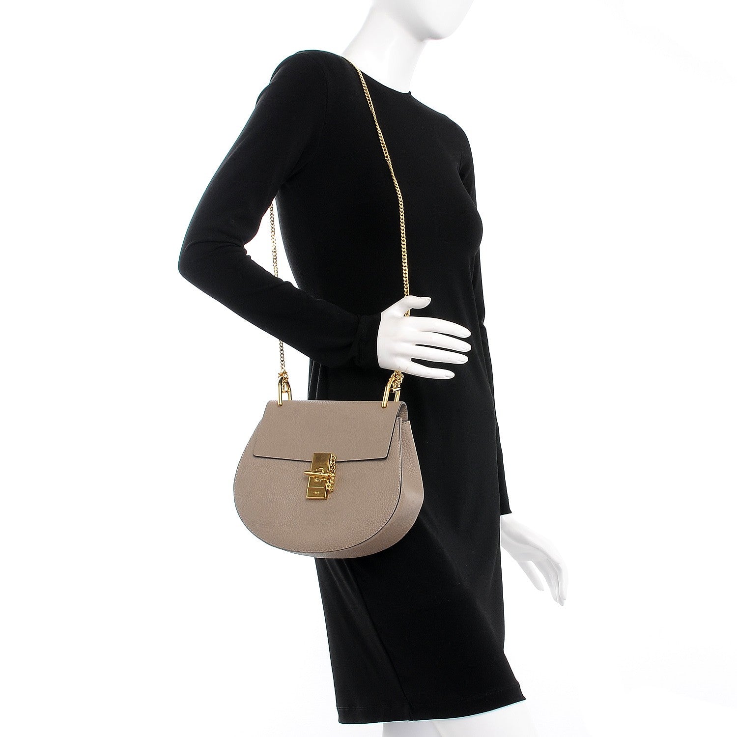 Chloe Grained Lambskin Drew Shoulder Bag Motty Grey 2 of 6
