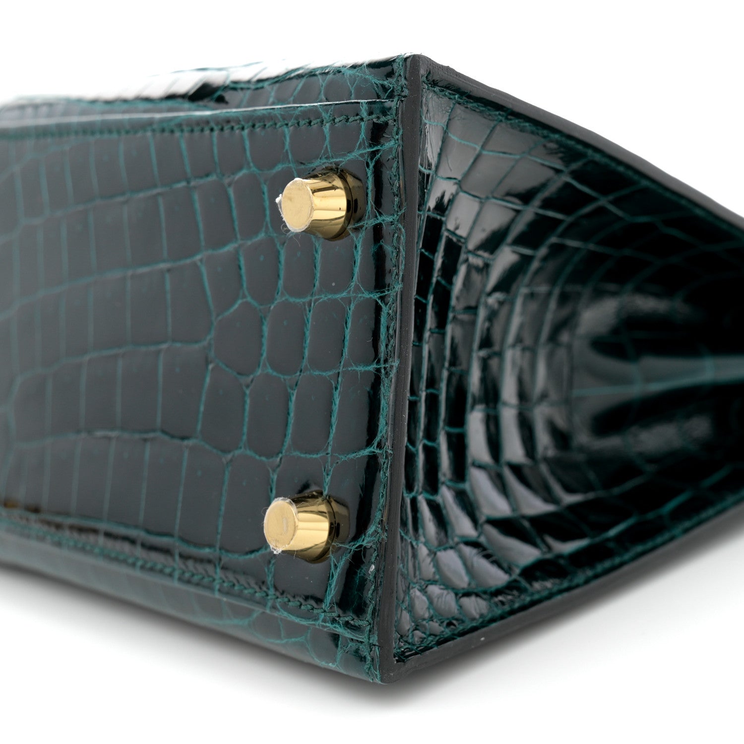 Hermes Shiny Niloticus Crocodile Kelly Sellier 25 Vert Cypress 10 of 11