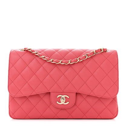 Chanel Caviar Quilted Jumbo Double Flap Dark Pink 1 of 10