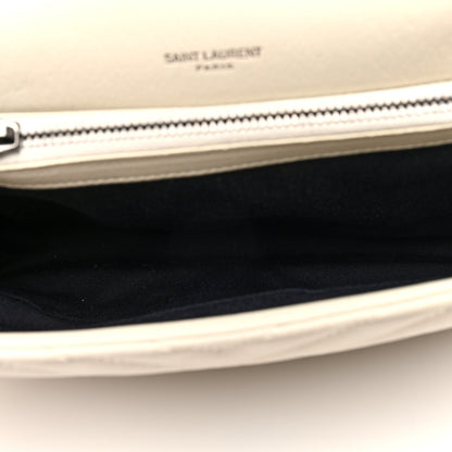 Saint Laurent Sheepskin Matelasse Chevron Monogram Medium College Bag Crema Soft 5 of 9
