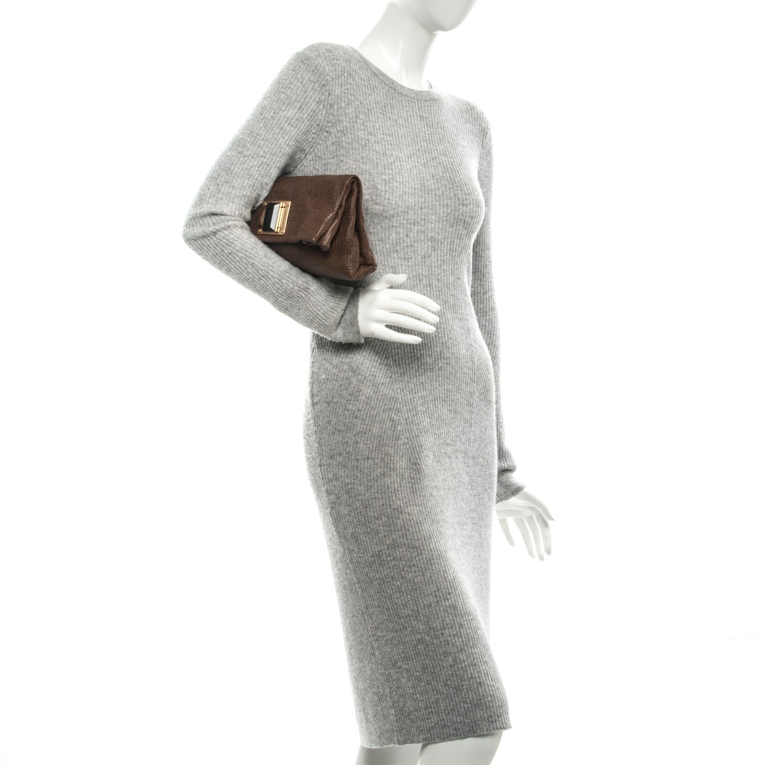 Louis Vuitton Calfskin Quilted Monogram Altair Clutch Beige 2 of 8