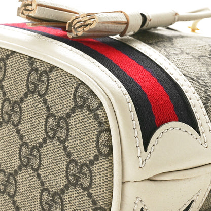 Gucci GG Supreme Monogram Textured Calfskin Web Mini Ophidia Bucket Bag Beige Ebony Mystic White 9 of 9
