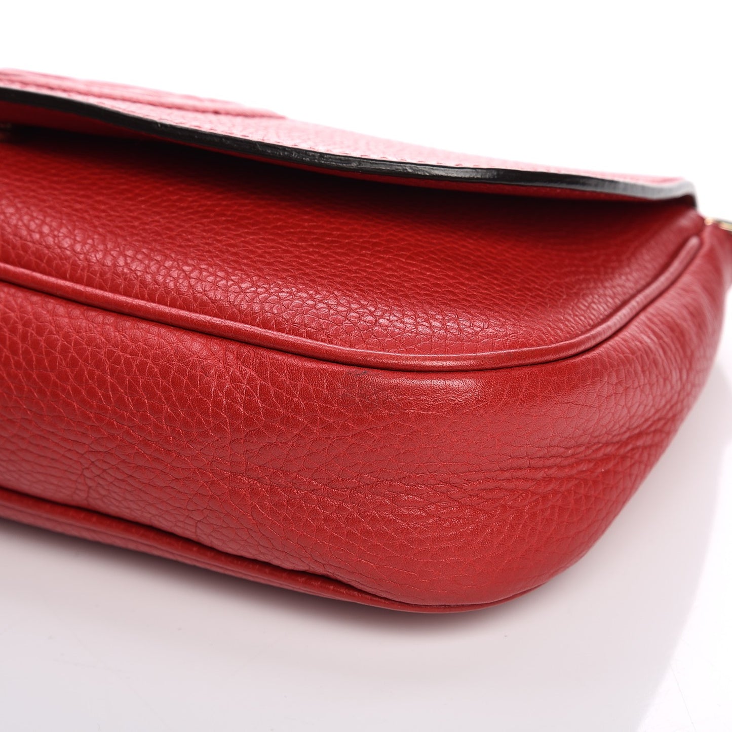 Pebbled Calfskin Medium Soho Flap Crossbody Red