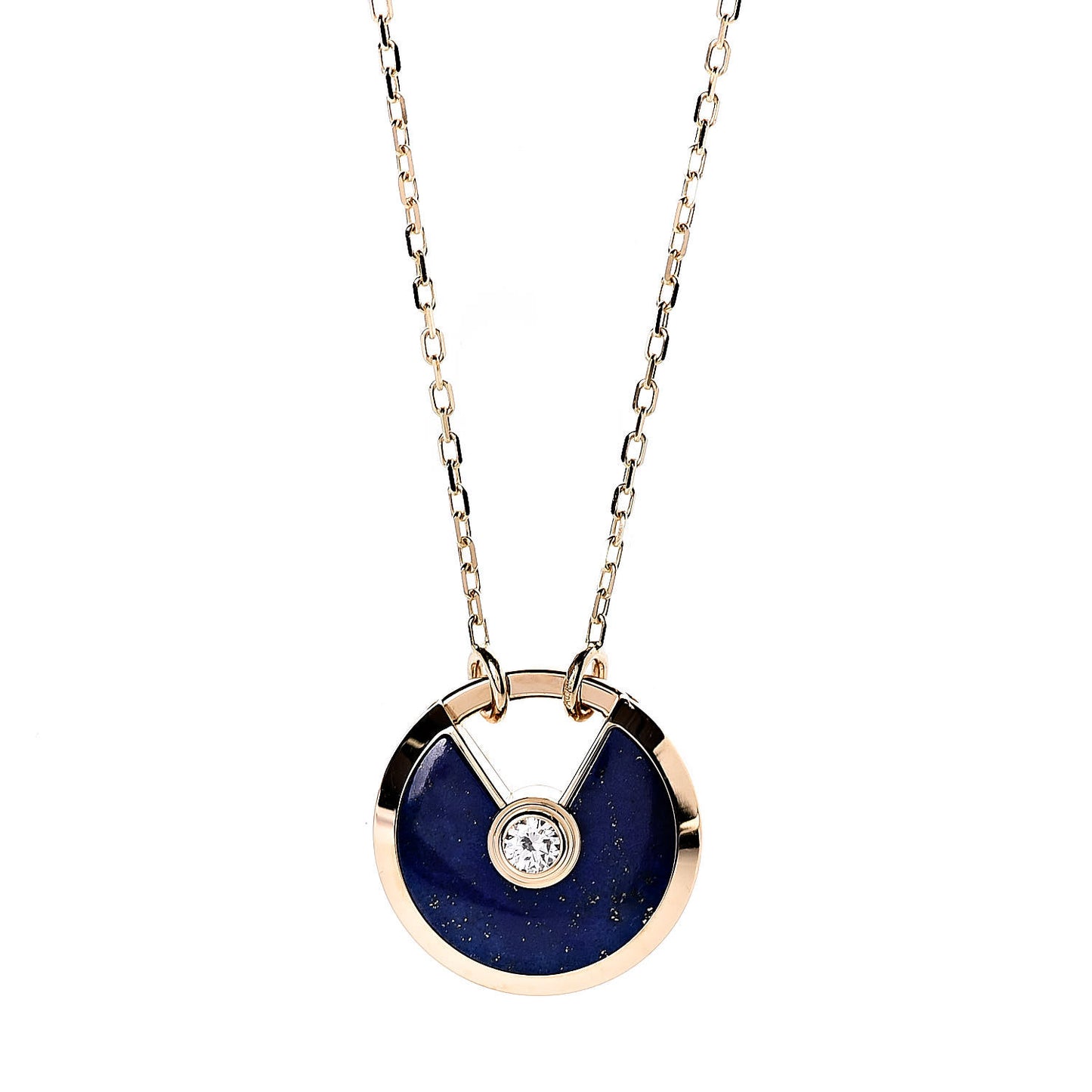18K Yellow Gold Diamond Lapis Lazuli SM Amulette de Cartier Pendant Necklace