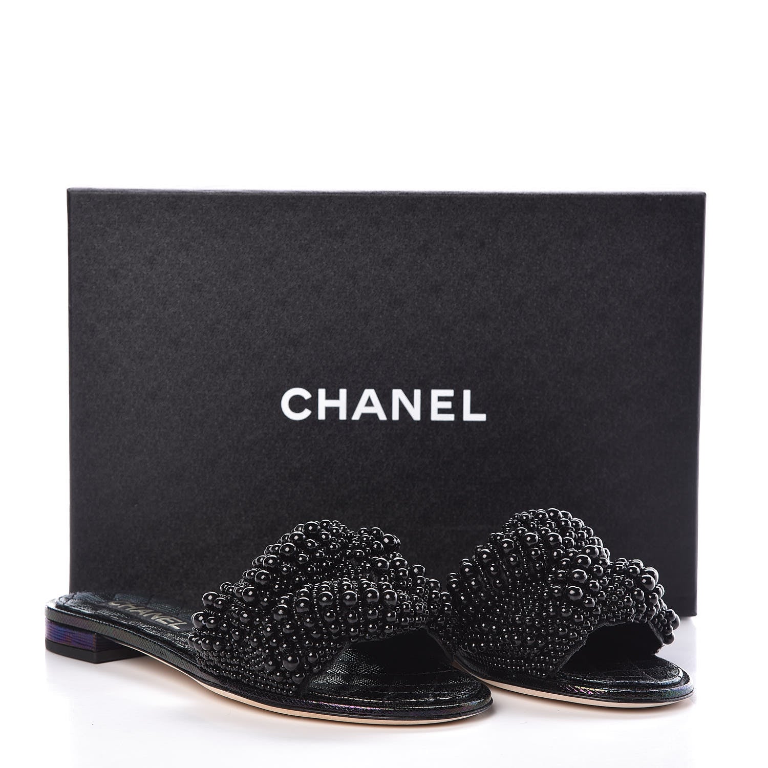 Chanel Fantasy Calfskin Pearl Cord CC Mules 38 Black 8 of 8