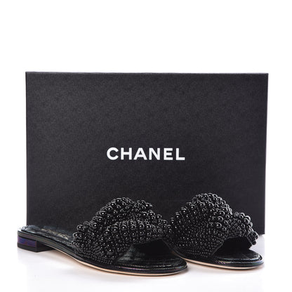 Chanel Fantasy Calfskin Pearl Cord CC Mules 38 Black 8 of 8