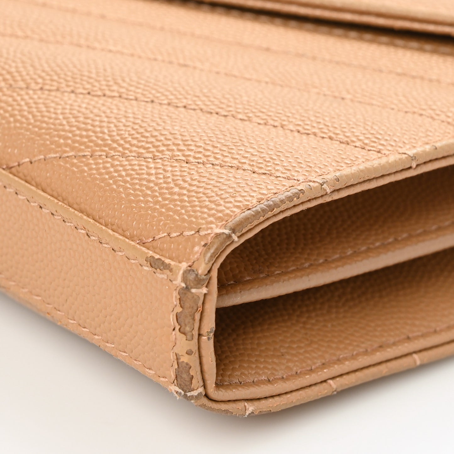Grain De Poudre Matelasse Chevron Monogram Chain Wallet Natural Dark