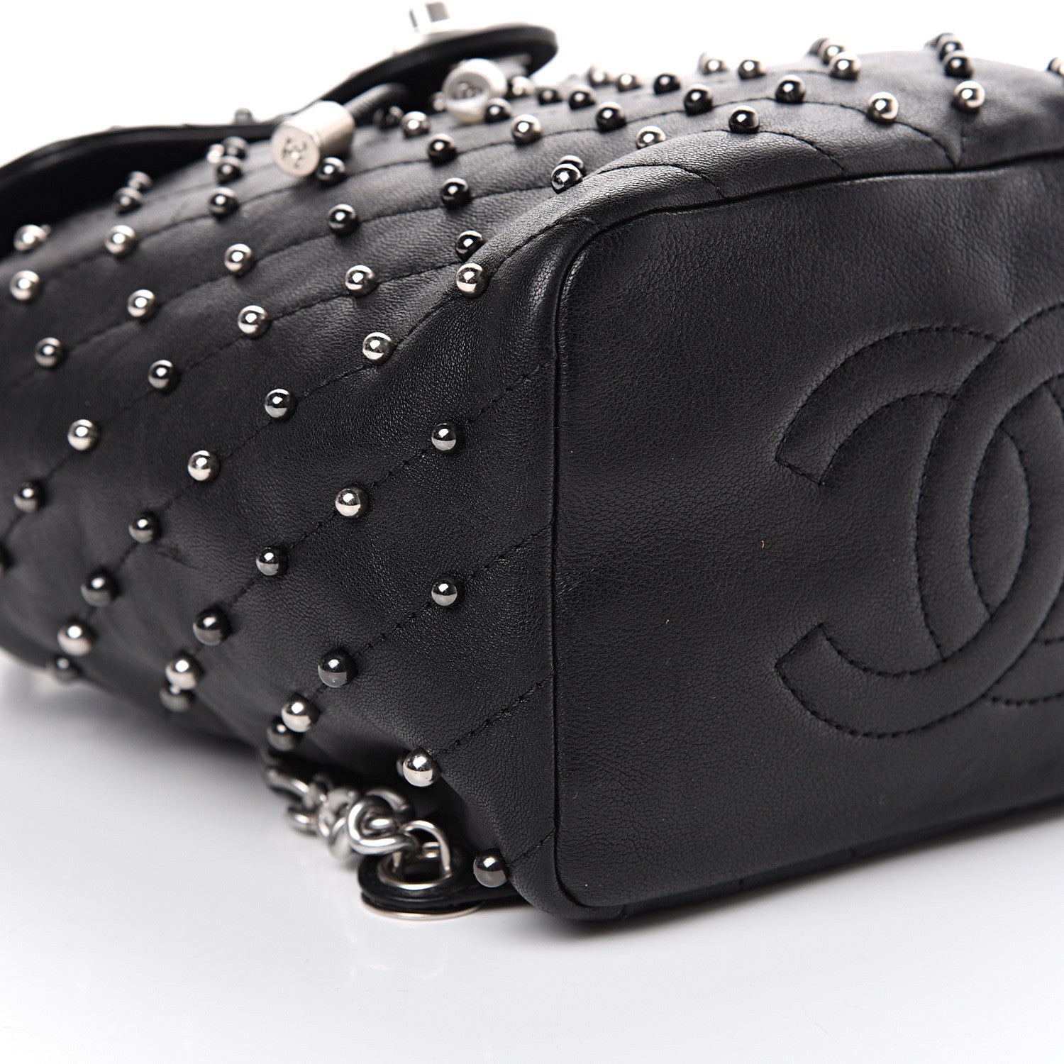 Chanel Lambskin Chevron Quilted Studded Stud Wars Backpack Black 8 of 9