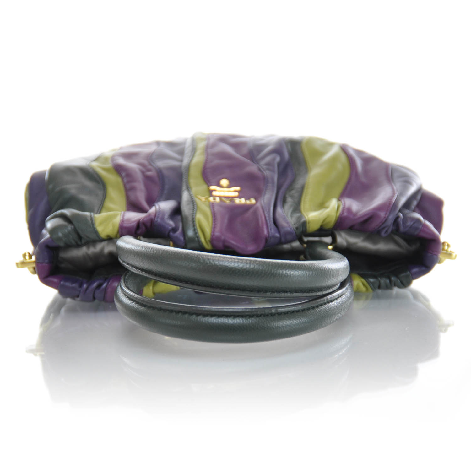 Prada Nappa Stripes Shoulder Bag Viola Alloro 4 of 10