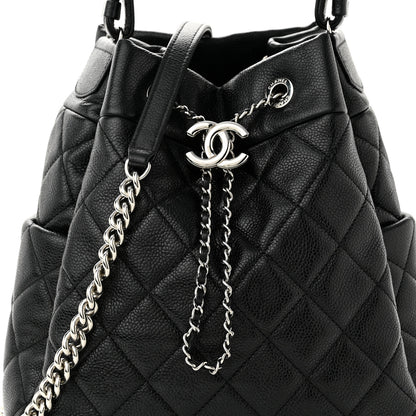 Chanel Caviar Quilted Small Chain Bucket Bag Black 7 of 9