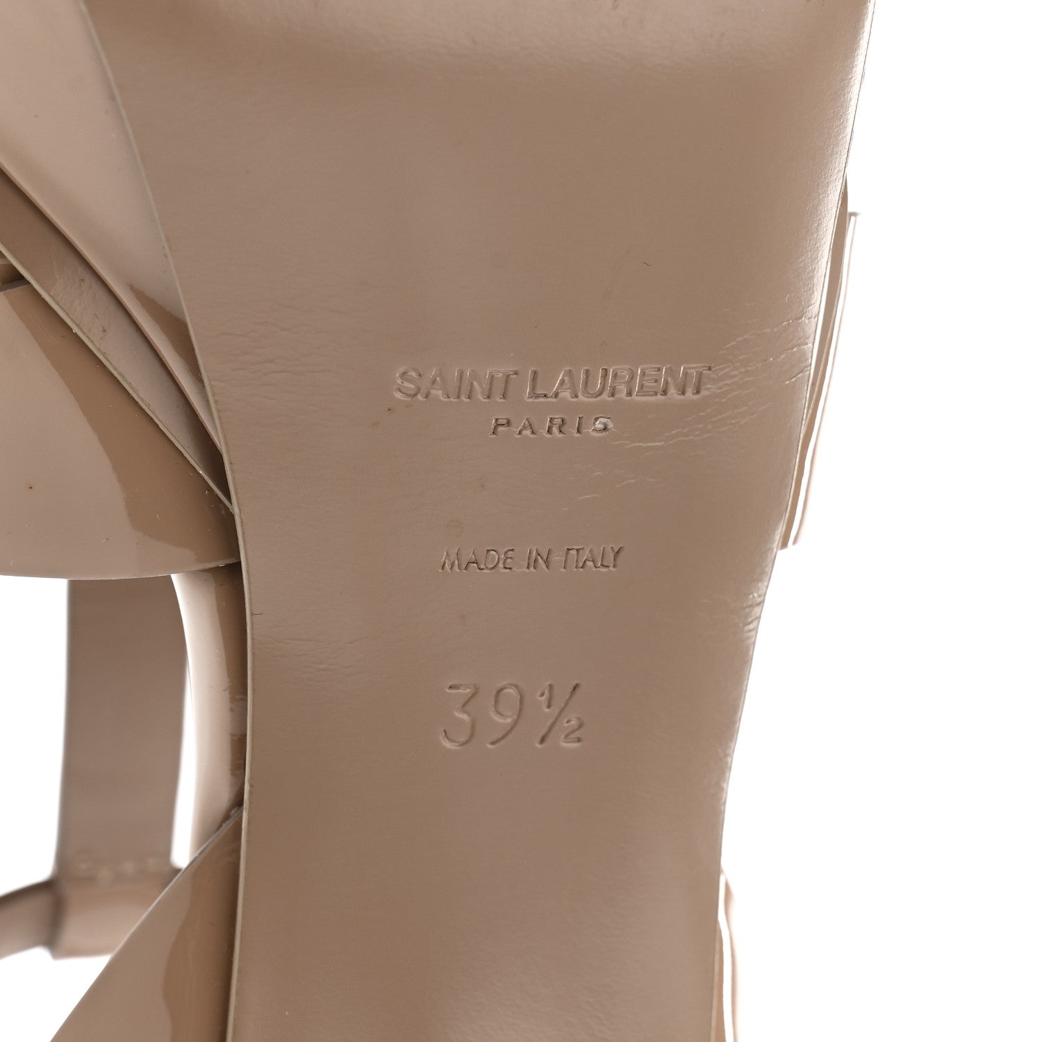 Saint Laurent Patent Tribute 75 Platform Sandals 39.5 Nude 7 of 9