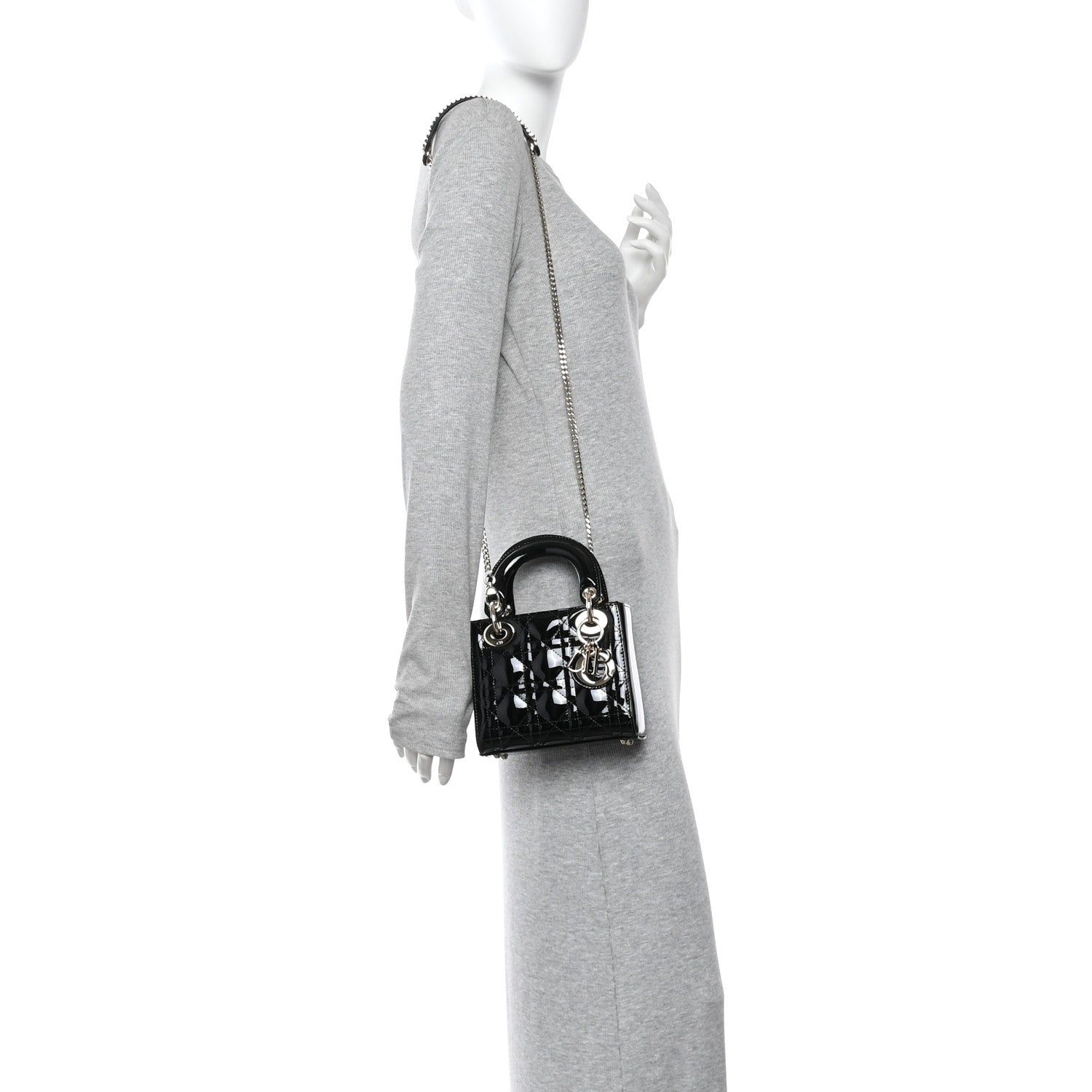 Christian Dior Patent Cannage Mini Lady Dior Black 2 of 11