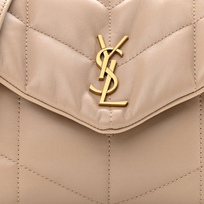 Saint Laurent Lambskin Quilted Toy Loulou Puffer Monogram Chain Satchel Nude Powder 9 of 11