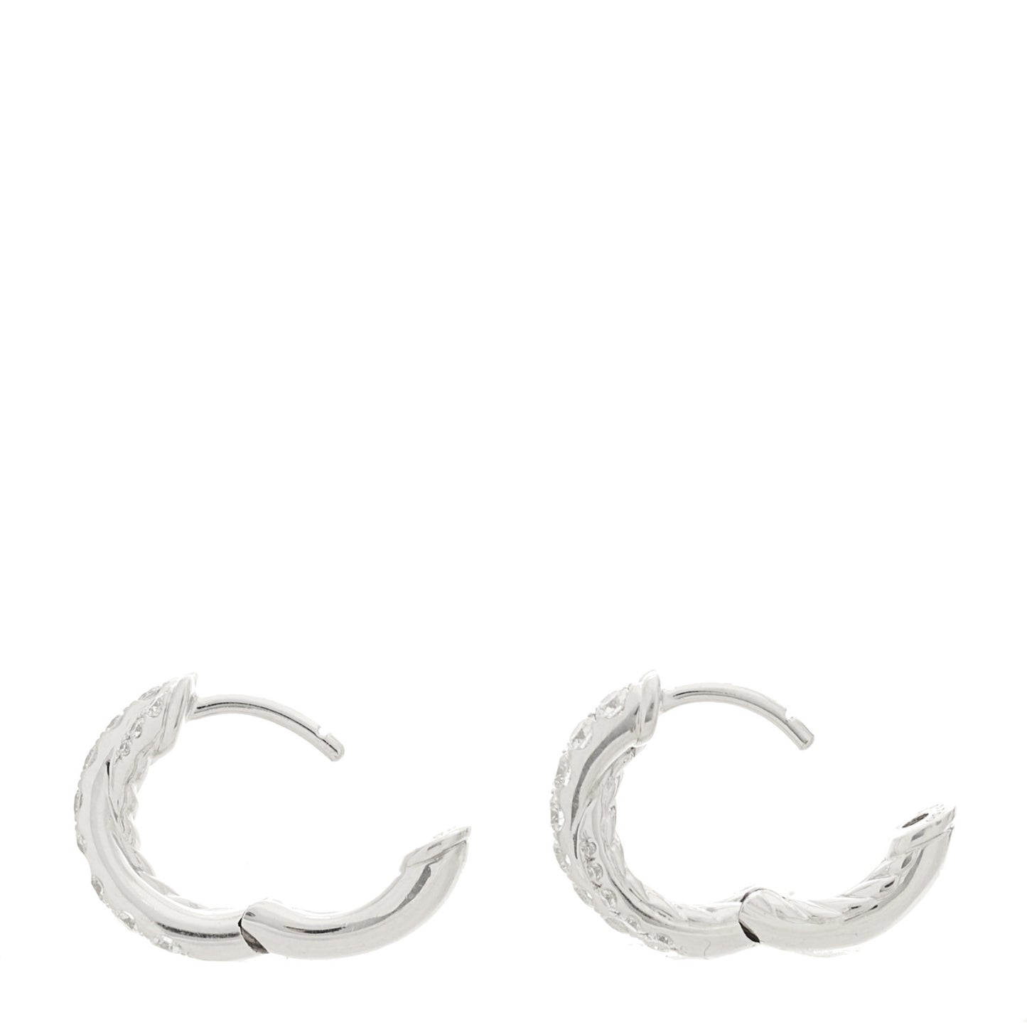 18K White Gold Diamond Crossover Pave Hoop Earrings