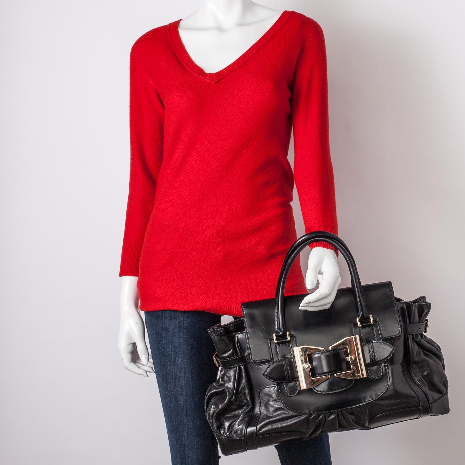Gucci Leather Queen Tote Black 2 of 10