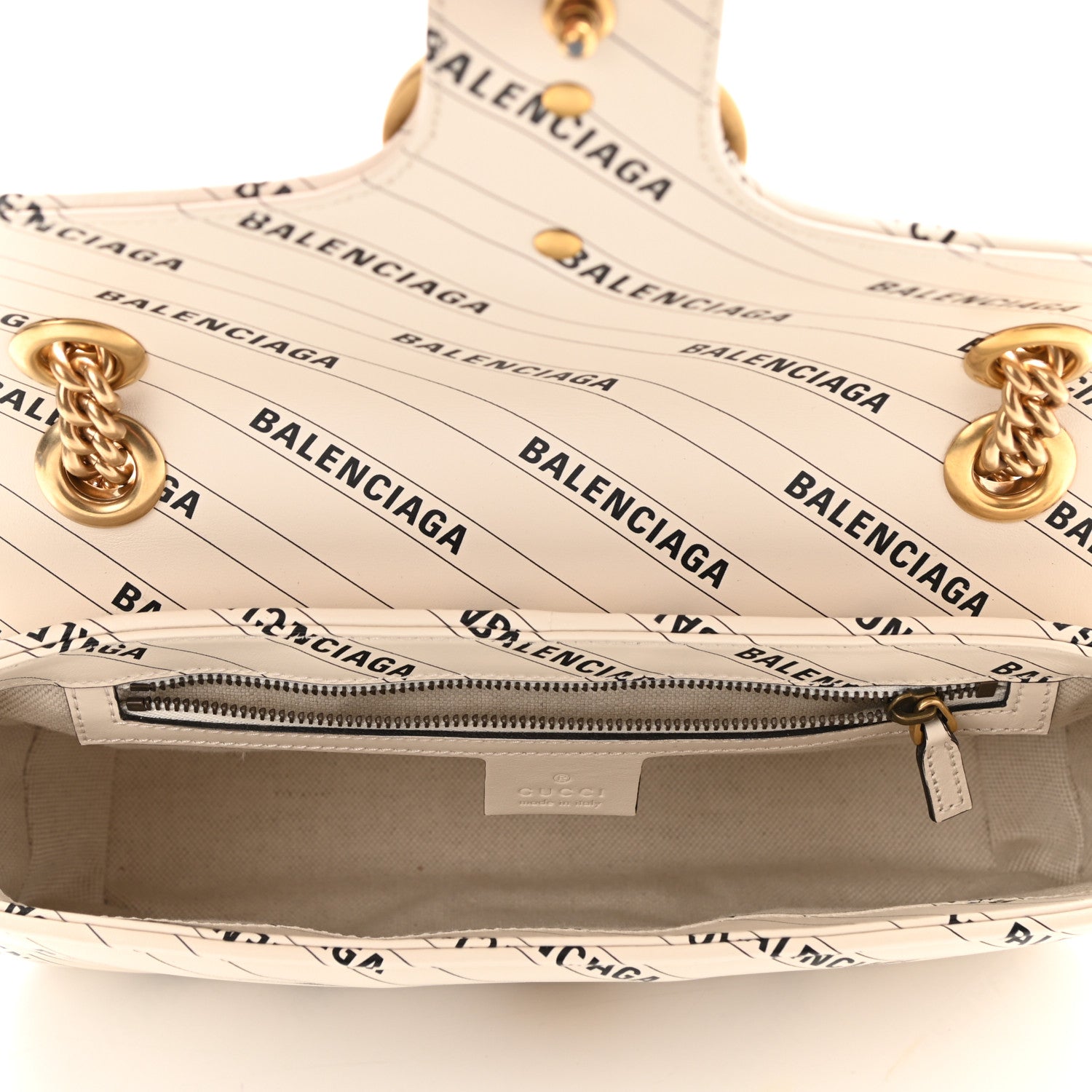 Gucci X BALENCIAGA Calfskin Matelasse Logo Print Small GG Marmont Shoulder Bag White 5 of 8