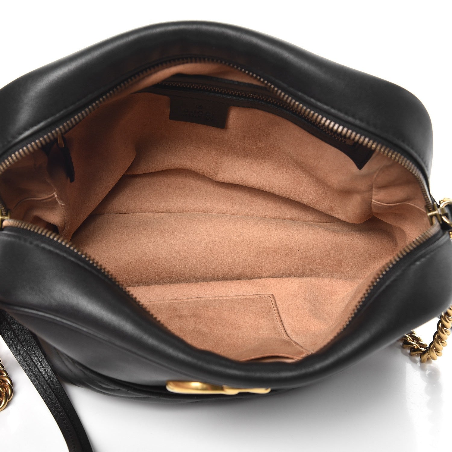 Gucci Calfskin Matelasse Medium GG Marmont Chain Shoulder Bag Black 5 of 11