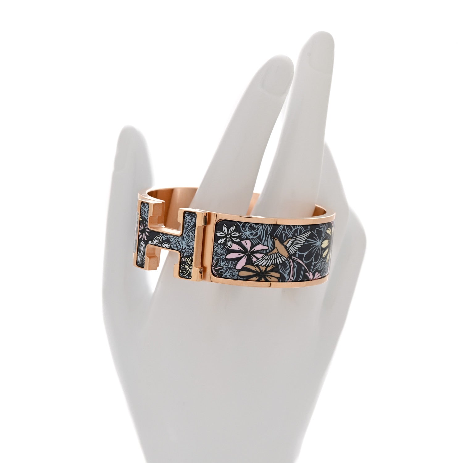 Hermes Enamel Printed Wide Sous Un Battement D'Ailes Clic Clac H Bracelet PM Galaxie 2 of 6