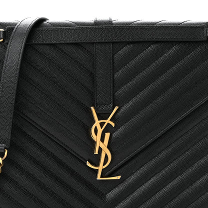 Saint Laurent Grain De Poudre Matelasse Chevron Large Monogram Satchel Black 8 of 10