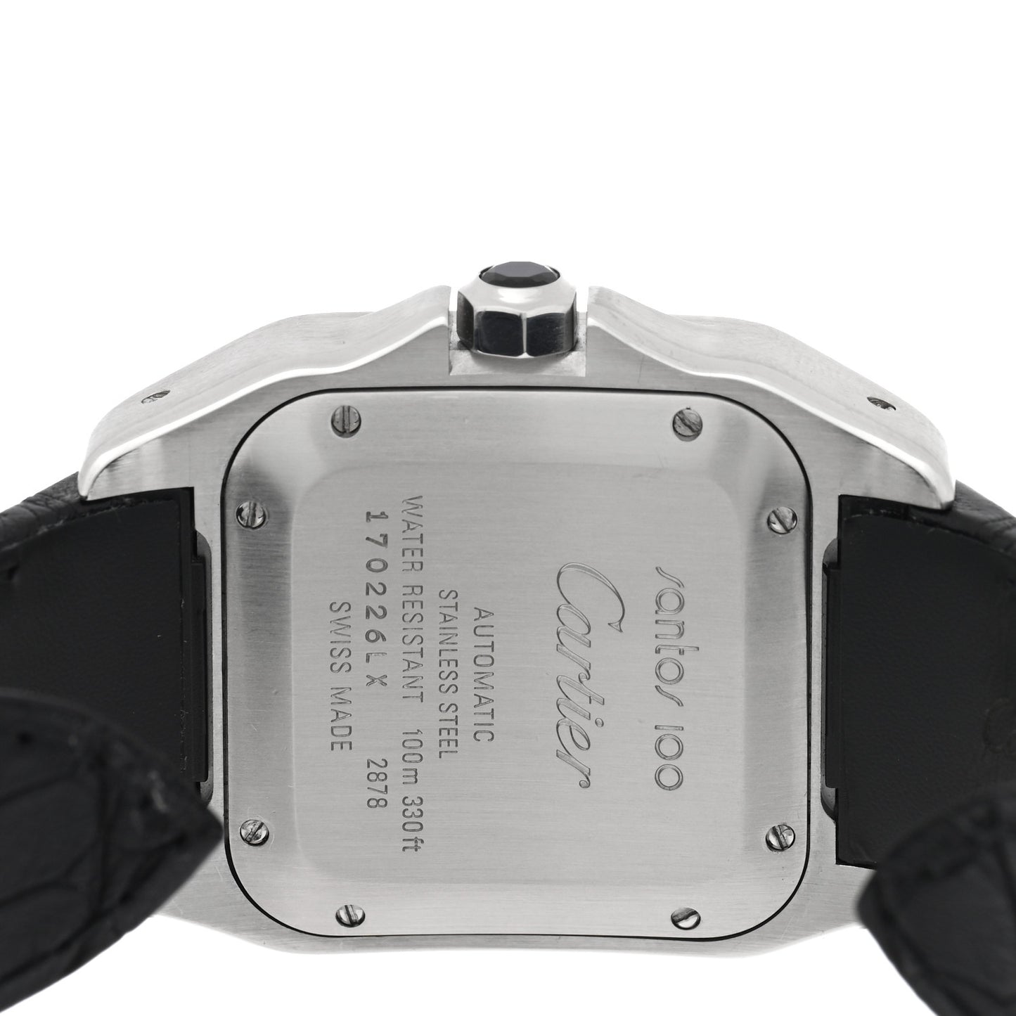 Stainless Steel Alligator 33mm Santos 100 Automatic Watch