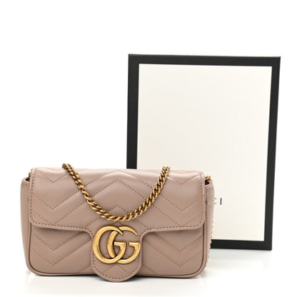 Gucci Calfskin Matelasse Super Mini GG Marmont Shoulder Bag Porcelain Rose 12 of 12