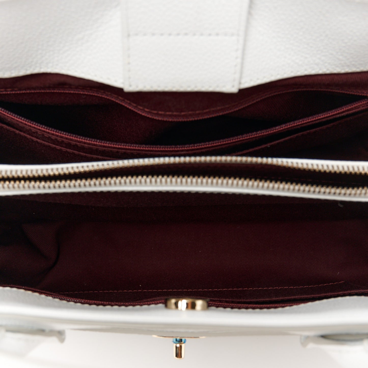 Grained Calfskin Small Neo Executive Shopper Tote White