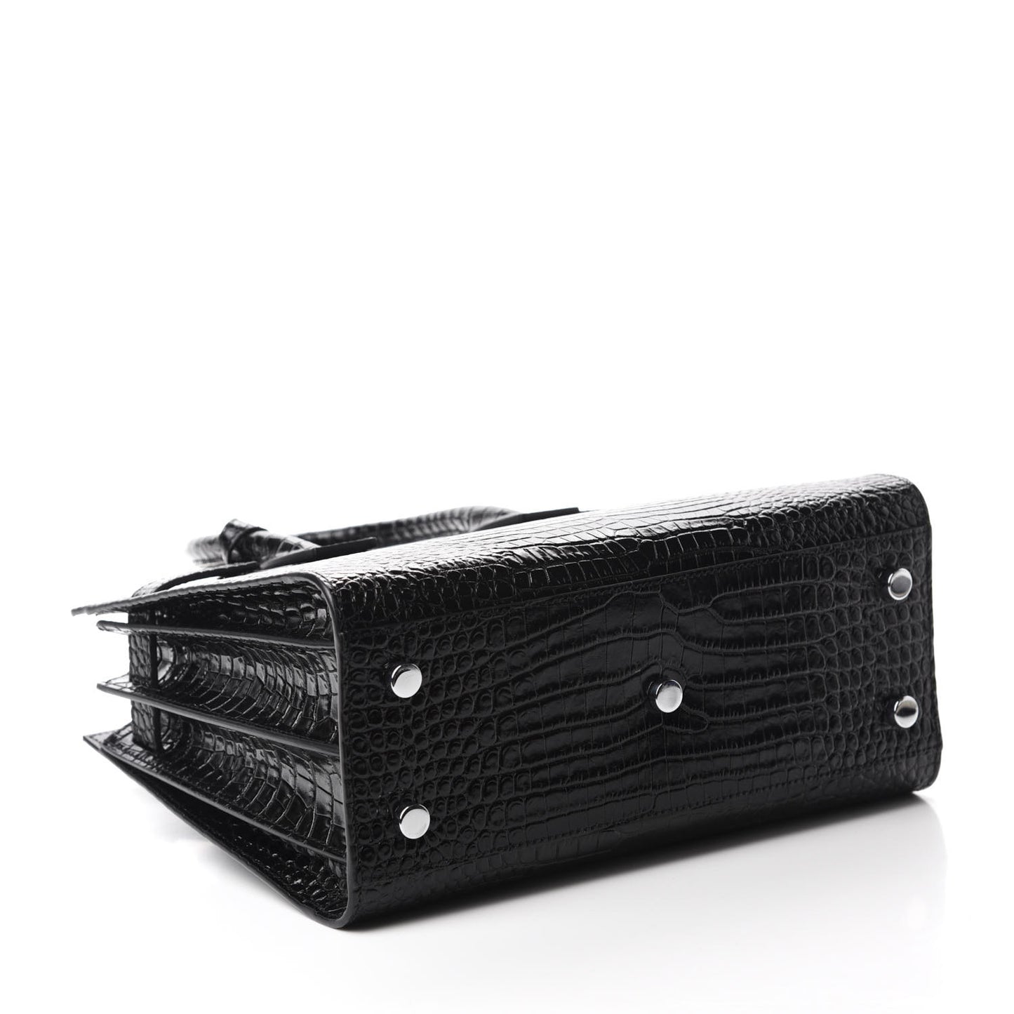 Calfskin Crocodile Embossed Baby Sac De Jour Black