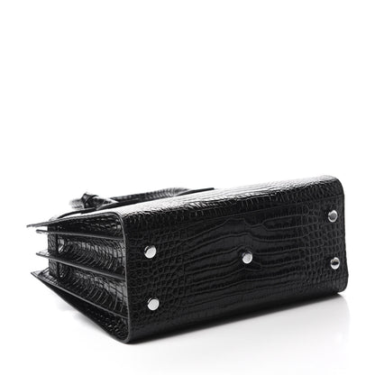 Saint Laurent Calfskin Crocodile Embossed Baby Sac De Jour Black 5 of 10