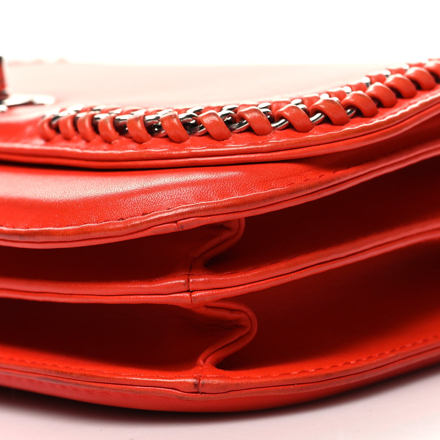 Calfskin Braided Small Chic Flap Red