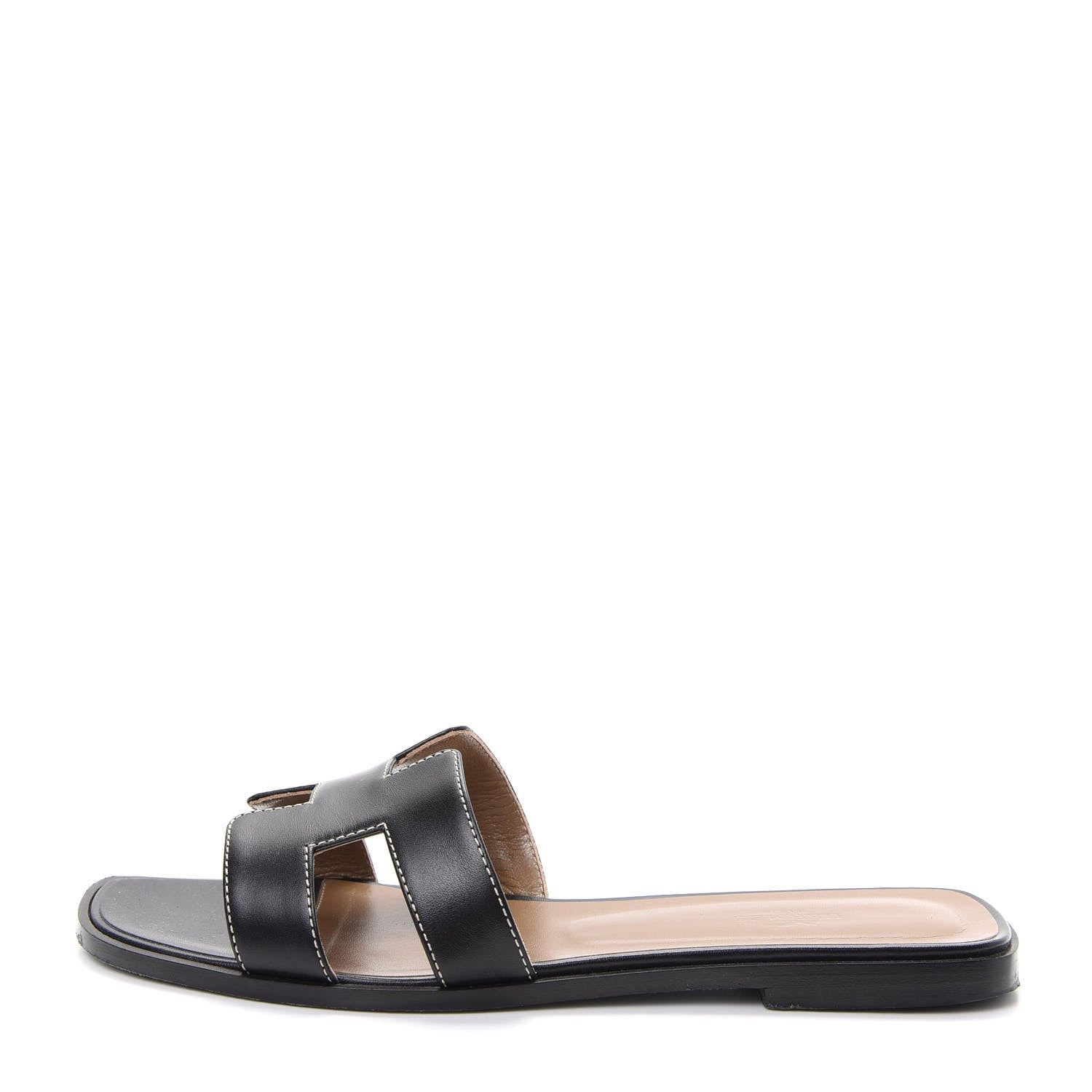 Hermes Box Calfskin Oran Sandals 40.5 Black 1 of 11