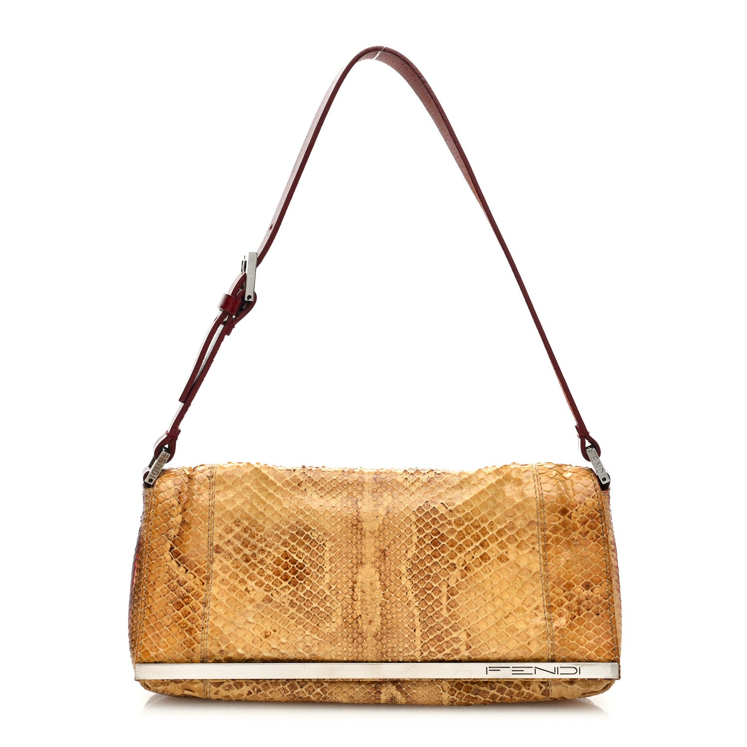 Fendi Snakeskin Shoulder Bag Beige Multicolor 1 of 8