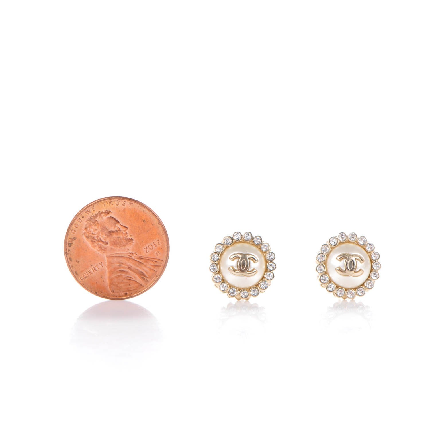 Chanel Pearl Crystal CC Earrings Gold 3 of 5