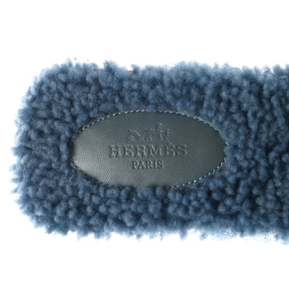 Hermes Woolskin Oran Sandals 39 Bleu 6 of 8