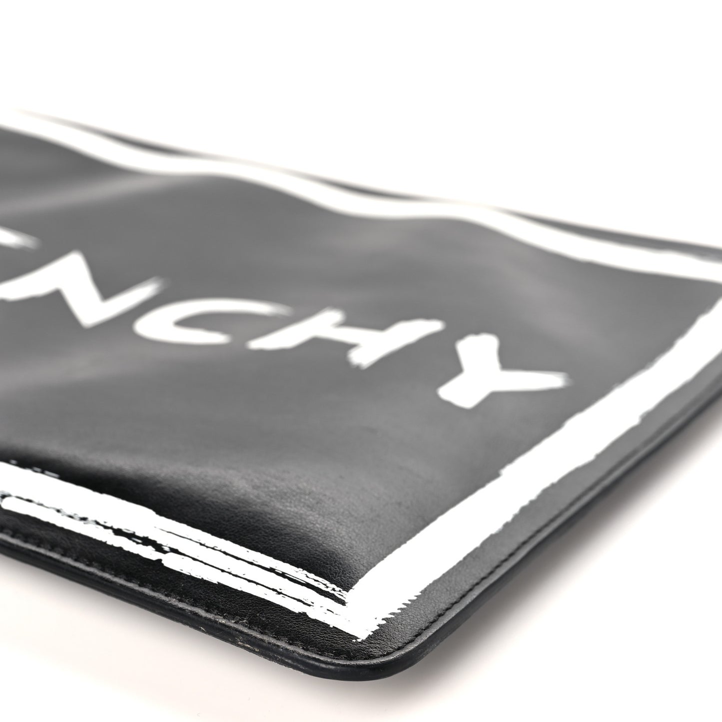Smooth Calfskin Graffiti Paint Logo Pouch Black