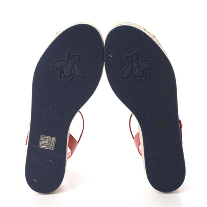Gucci Cotton Malaga Kid Crochet Pearly GG Lilibeth Espadrille Platform Sandals 38 Hibiscus Red 6 of 10