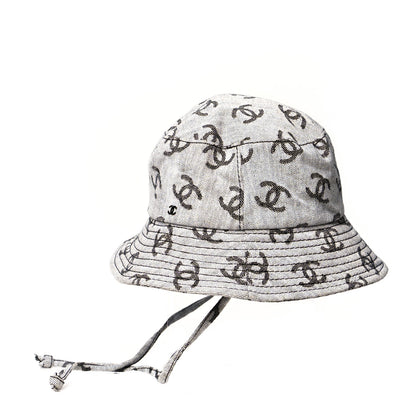 Chanel Denim CC Bucket Hat L White Black 3 of 8